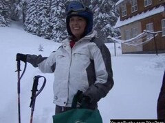 Brunette teen Ora taking a fat phallus in snow Thumb