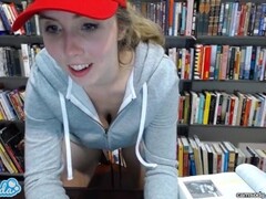 teen latina in public library showing off her huge tits and massaging her pussy Thumb