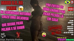 Maior B.O. na praia! Na caminhada noturna cruzo uma deliciosa que decide ficar pelada e se exibir. P Thumb