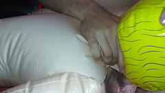 Video close-up. Trying to fuck a naughty inflatable doll in the mouth! Thumb