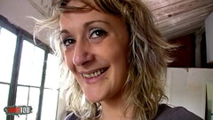 Skinny french blonde MILF fucked in the ass for money in the wharehouse Thumb