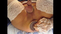 clear dildo 9 cm completely in my ass, close up, prolapse Thumb