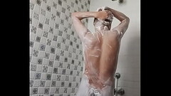 Desi indian hunk rubbing soap on monster dick Thumb