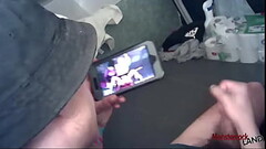 Roommate watching porn and jerking huge thick cock Thumb