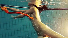 Sexy orange stockings of Markova underwater Thumb