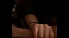 Girlfriend&rsquo_s college roommate visits town and argues best blowjob techniques Thumb