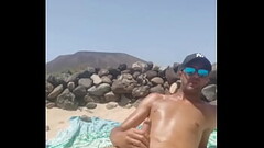 Jerking off at nude beach in Canarias Thumb