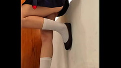 Teenage fucked and creampied standing against the window in empty classroom Thumb