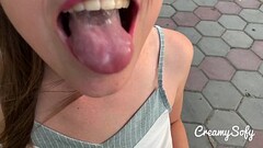 Surprise from my naughty girlfriend - mini skirt and daring public blowjob - CreamySofy Thumb