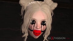 Hot hardcore 3d dickgirl fucks a ball gagged sex slave blonde in restraints in the basement Thumb