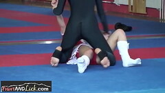 Cute teen orally pleased by wrestling partner Thumb