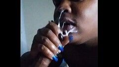 Ebony Bonnet wakes husband up by sucking his Dick Thumb