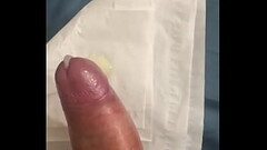 Stroking my thick uncut cock handsfree Thumb