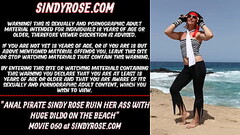 Anal pirate Sindy Rose ruin her ass with huge dildo on the beach Thumb