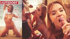 LETSDOEIT - Hot Czech Pornstar Angel Piaff Masturbates By The Beach And Blows Her BF Thumb